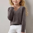 thumbnail image 2 of LOVZFMLL Sweaters for Girls, V-Neck Ribbed Pullover Classic Casual Solid Color, Cozy Soft Layering Top Fall Clothes Warm Winter Tops Kid Girls Clothes for 10-11 Years, 2 of 6