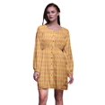 thumbnail image 1 of Bimba Robe Midi à Manches Longues pour Femmes, Coupe Décontractée, Orange Ombré, Teinture sur Nœuds Imprimée - Petit, 1 of 1