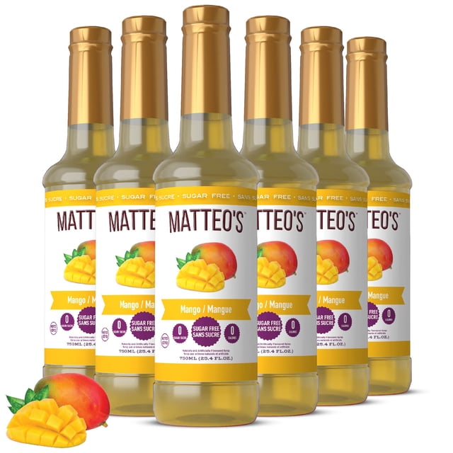 Matteo's Sugar Free Fruit Flavoring Syrup, Mango, Delicious Coffee Syrup, 0 Calories, 0 Sugar coffee syrups, Keto Friendly