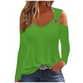 thumbnail image 1 of Yuyuzo Womens Tunic Tops Cold Shoulder Long Sleeve Shirts Loose Solid Color Lightweight Tee Tops, 1 of 5