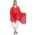thumbnail image 2 of Phagun Dupatta en Mousseline Indienne Longue Étole Jeté à Franges Tour de Cou Chunni-Rouge, 2 of 5