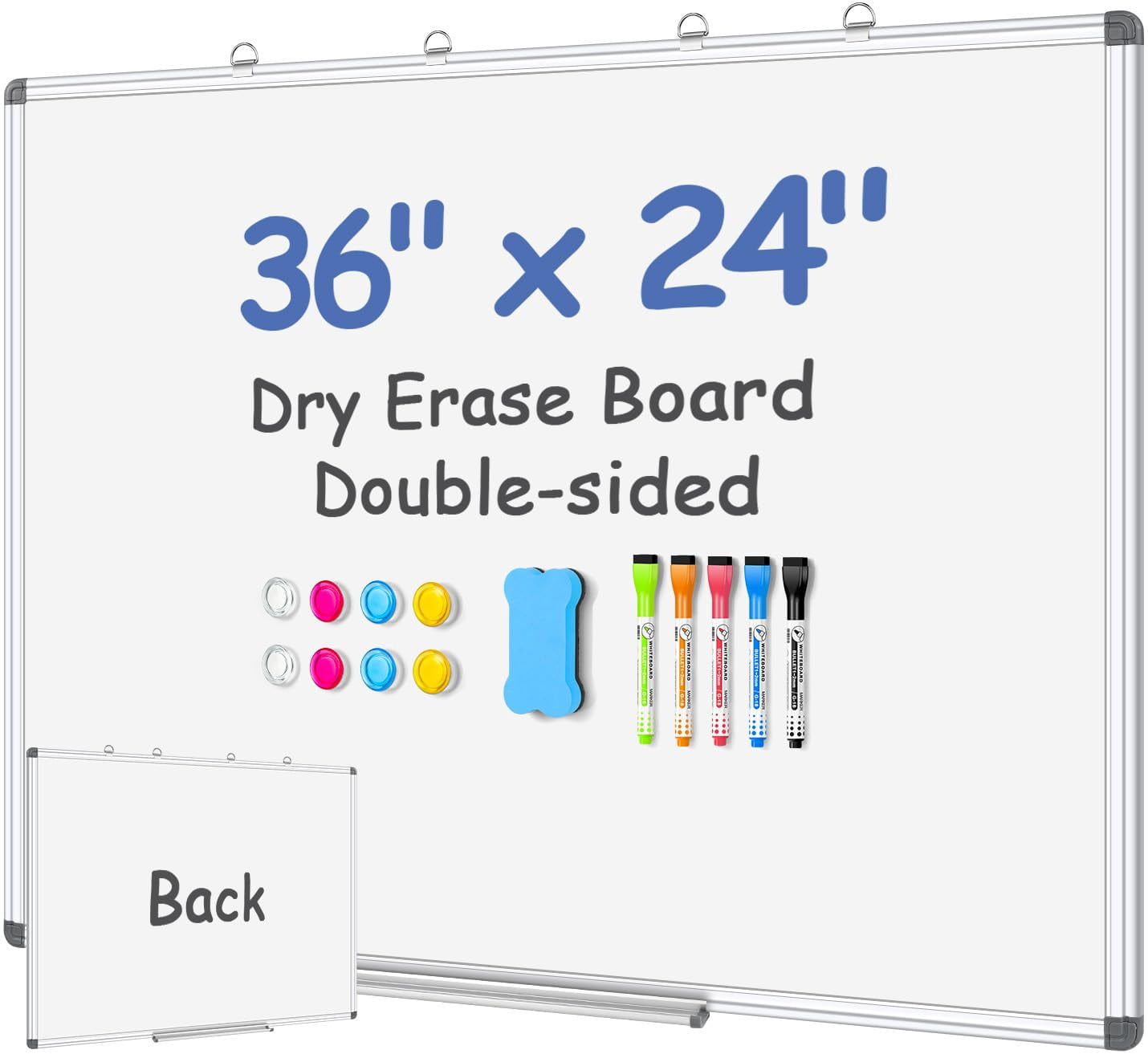 EAONE Magnetic Dry Erase Board for Wall 36&acirc; x 24&acirc;, Double Sided White Board, Silver Aluminum Frame Whiteboard Kit for Office Hom