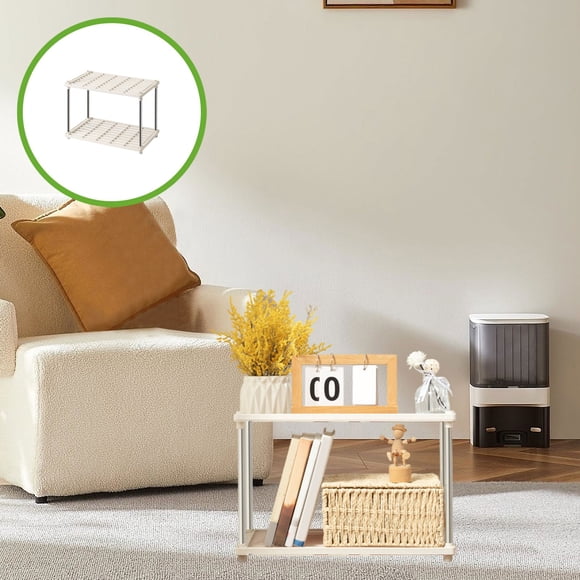Binmer Étagère de Rangement Support Salon 4 Tablettes Tablette Ventilée Usage Léger Rangement Organisateur pour la Maison avec Tablettes sous-Sol Blanc