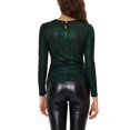 thumbnail image 3 of INSPIRE CHIC Haut pour Femme à Manches Longues Scintillant Pailleté Brillant Métallisé Hauts TP Vert, 3 of 7