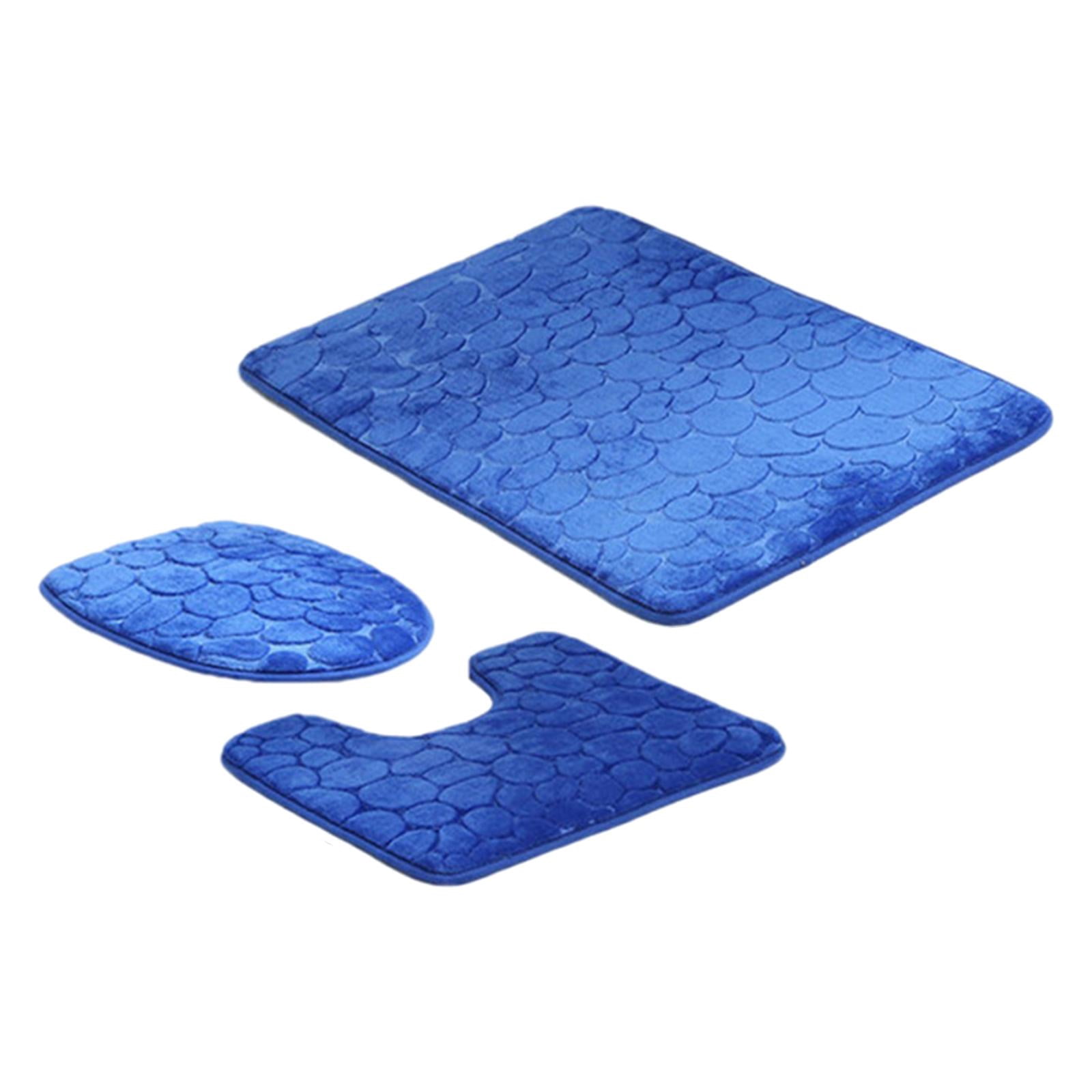 Bathroom Rug Sets Non Slip Bath Mat Tub Shower Dark Blue