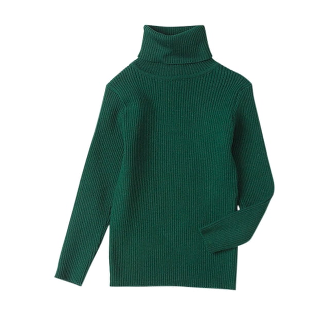 Toddler Kids Baby Knit Turtleneck Sweater Soft Solid Warm Sweater Crochet Pullover