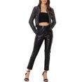 thumbnail image 2 of INSPIRE CHIC Women's Sequin Sparkle Zipper Cropped Bomber Jacket Rainbow XS, 2 of 5