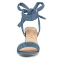 thumbnail image 2 of BLISSFUL STEP Women's Open Toe Ankle Tie Back Block Heels Sandals Haze Blue (Size 8), 2 of 6