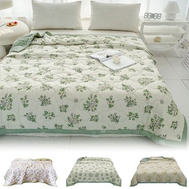 Iumwxz Throw Blankets Summer Quilt Washed Summer Cool Quilt Conditioning Printed Summer Quilt Student Dormitory Quilt Core Activity Gift Quilt Comforter B 98%Cotton,2%Spandex Rollback