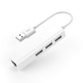 thumbnail image 1 of 3-Port USB 3.0 Hub with RJ45 10/100/1000 Gigabit Ethernet Adapter Converter LAN Wired USB Network Adapter for Ultrabooks, Notebooks, Tablets and More (White), 1 of 7