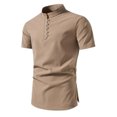 thumbnail image 1 of Man Short Sleeve Solid Color Lapel Button Fashion Fallow T-Shirt Tops, 1 of 1