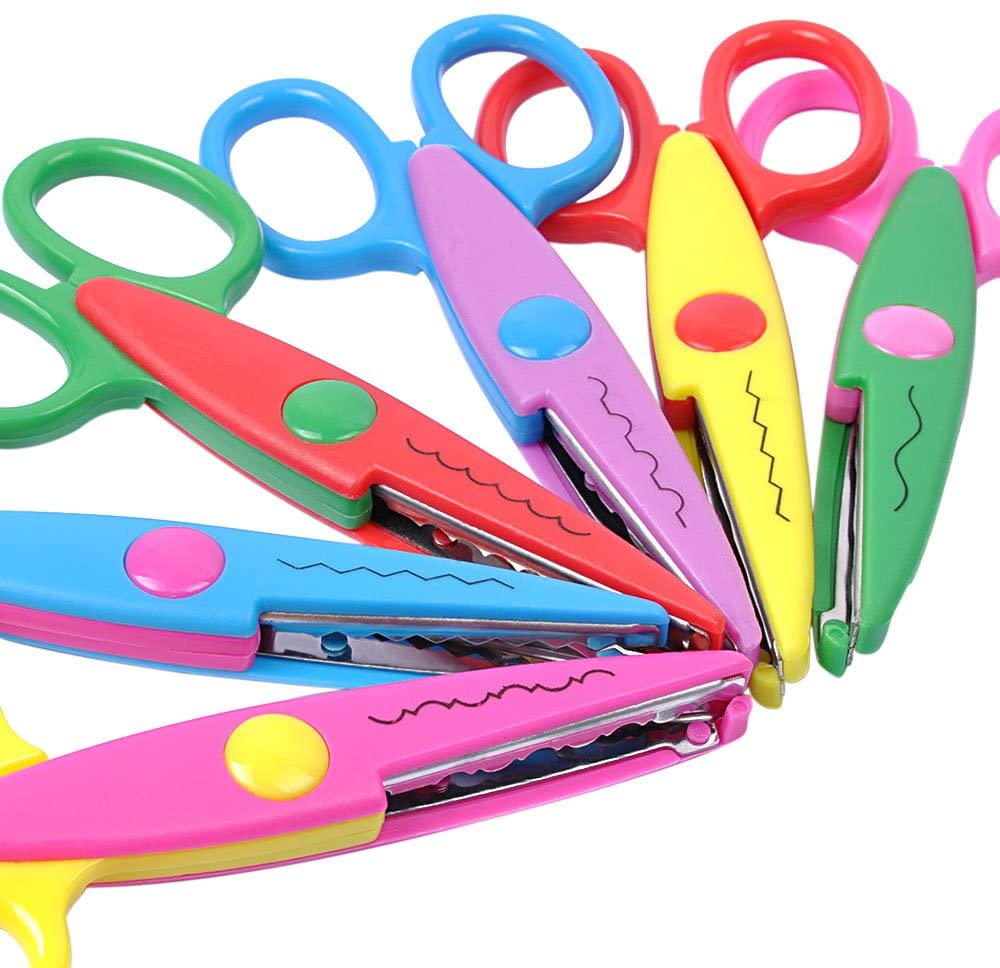 6 Colorful Decorative Paper Edge Scissor Set, Scrapbooking Scissors Art Creative Crafts Scissors Wave Edge Cutters Great for Teachers, Crafts, Kids Design
