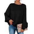 thumbnail image 1 of ZANZEA Chemises Décontractées en Soie à Manches Bouffantes à Col Rond pour Femmes, Blouse de Boîte de Nuit, Hauts, 1 of 8