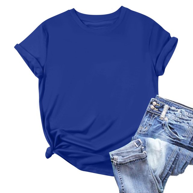 Weiqiqre Tops for Women Trendy Crew Neck Basic Tee - Fashion Summer Spring Tops - Oversized T Shirts for Women