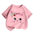 thumbnail image 3 of GDREDA Vêtements Fille Enfant Filles Mignon Mode Imprimé Col Rond Manches Courtes Tee Été Décontracté Ample Doux T-Shirt Hauts T-Shirt à Manches Courtes pour Fille Rose, 2-4 Ans, 3 of 5