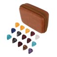 thumbnail image 4 of Guitar Pick Bag Set, Guitar Picks Holder Large Space Easy To Carry Shock Proof Scratch Resistant  For Storage Brown With Strap, 4 of 8
