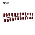 thumbnail image 4 of 24 Pieces False Nails Glitter Square Pattern Press on Artificial Nail Tips Elegant Full Wrapping Beauty Kit Manicure Decoration red, 4 of 7