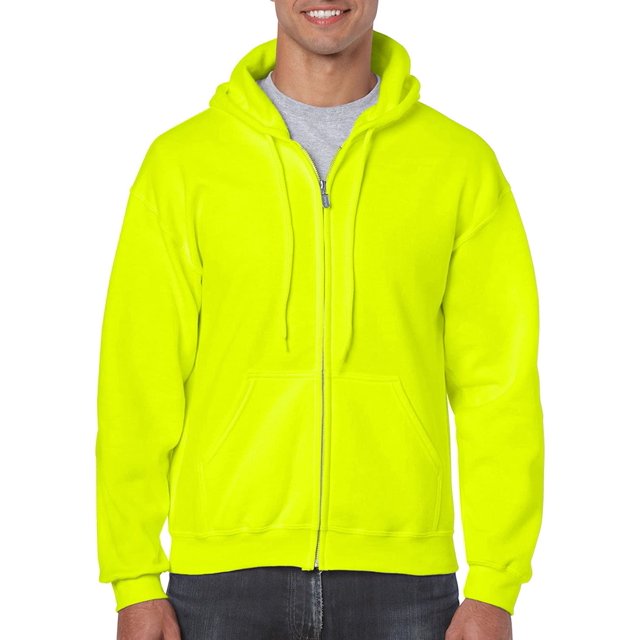 Gildan Men's Fleece Zip Hooded Sweatshirt Safety Green Small