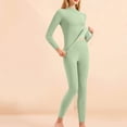 thumbnail image 2 of yoeyez sous-Vêtements Thermiques pour Femmes, Couche de Base Col Rond Manches Longues Thermiques Ensemble de Pyjama Doublé en Molleton Haut Bas pour Temps Froid Hiver Ou Printemps Vert,3TG, 2 of 7