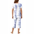 thumbnail image 4 of Rbaofujie Pyjama d'Automne pour Femmes, T-Shirt à Col Rond Imprimé à Manches Courtes et Ensemble de Pantalon, Tenue de Détente, Pyjama avec Poches, Ensemble de Pyjama pour Femmes, 4 of 7