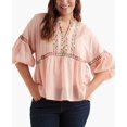 thumbnail image 1 of Lucky Brand Plus Embroidered Peasant Top (Bright Orange, XL), 1 of 3