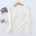 thumbnail image 2 of cfhntfmh Chandails à Manches Longues pour Femmes Hauts Thermiques Col Ras du Cou Soutien-Gorge Intégré Coupe par Temps Froid Couche de Base Chaude Ensembles Vêtements de Nuit (Blanc, Petit), 2 of 3