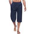 thumbnail image 1 of Capris, Mens Fashion Summer Drawstring Elastic Waist Casual Solid Color Capris Pants, 1 of 4