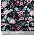 thumbnail image 2 of Soimoi Tissu en Toile Épaisse Noire Anémone & Fleur Rose Tissu Floral Imprimé au Mètre 58 Pouces de Large, 2 of 3