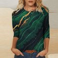 thumbnail image 1 of Hauts pour Femmes à Manches 3/4 T-shirt Ample Imprimé de Mode pour Femmes Blouse à Manches 3/4 Col Rond Hauts Décontractés Hauts Grande Taille pour Femmes Été en Liquidation, 1 of 4