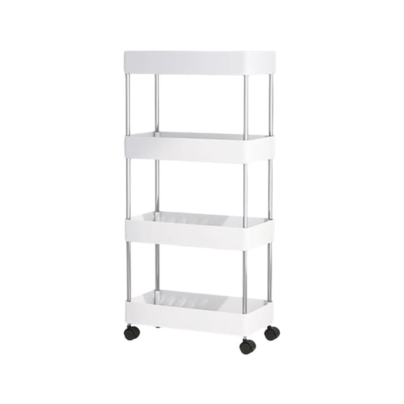 Fesfesfes 4 Tier Slim Rolling Storage Cart Bathroom Organizer Laundry Utility Cart Mobile Shelving Unit Multi Purpose Kitchen Narrow Places