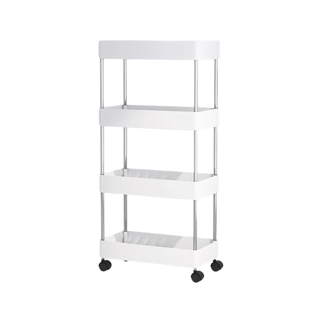 AYktou Home Organizers and Storage Slim Rolling Storage Cart 4 Tier Bathroom Storage Organizer Laundry Room Utility Cart Mobile Shelving Unit Multi Purpose For Kitchen Bathroom Narrow Places