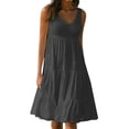 thumbnail image 1 of B91xZ Robes d'Été pour Femmes 2024 Décontractées à Col en V Sans Manches Robe Maxi Ceinturée Longue Fluide Robes d'Invitée de Mariage, Gris Foncé S, 1 of 4