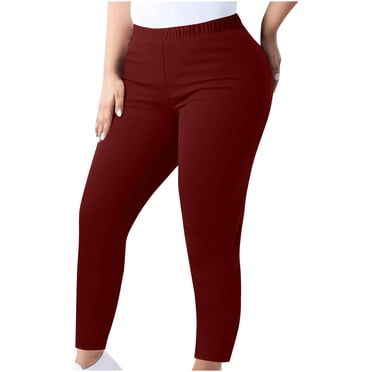 BLVB Women's Plus Size Leggings Elastic High Waist Workout Yoga Pants Soft Stretch Lounge Trousers for Work Casual