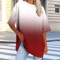 thumbnail image 2 of cfhntfmh Hauts Grande Taille pour Femmes Été Tunique Ample à Col Rond Blouse à Manches Courtes Basique Tendance T-Shirts Dégradés, 2 of 7