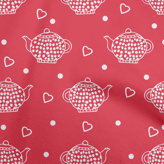 oneOone Viscose Jersey Red Fabric Tea Kettle Craft Projects Decor Fabric Printed By The Yard 60 Inch Wide