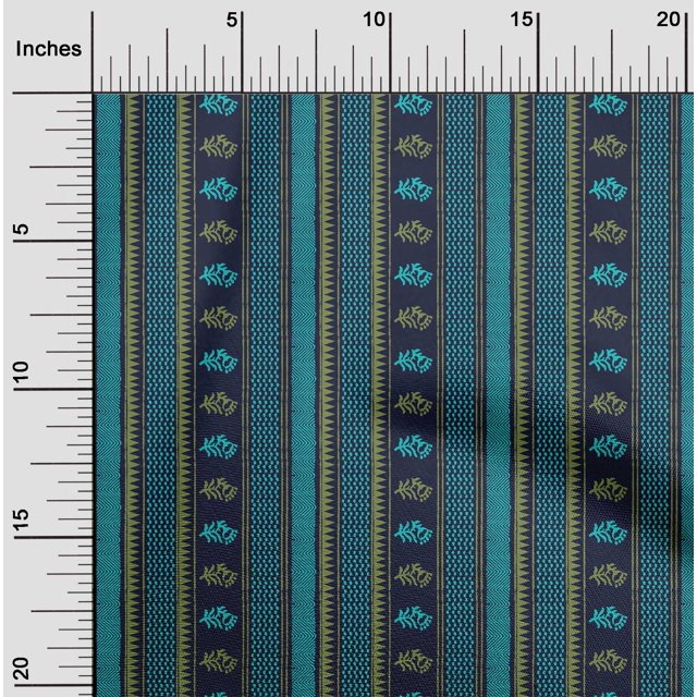 oneOone Cotton Cambric Fabric Geometric|Stripe & Floral Block Print Sewing Fabric BTY 56 Inch Wide