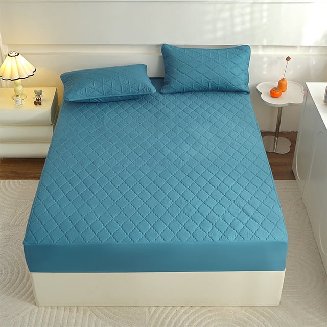 Fitted Sheet, Mattress Protector Cover, Quilted Pocket Sheet, Winter Warm, Breathable, Non-Slip Skin-Friendly Bedding, All-Season Comfort, Machine Washable
