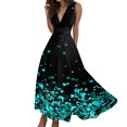 thumbnail image 1 of TJAZFJPA Robe Cocktail Femmes Femmes Été Aguichant Col en V Profond Formelle Sans Manches Longue Robe Dégradé Fermeture Éclair Robe Évasée Robes Robe Bleue pour Femmes Robe de Plage, 1 of 4