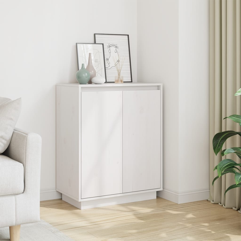 vidaXL Buffet Blanc 60x34x75 cm Bois Massif Pin