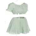 thumbnail image 4 of Robe Boho Femme Été Mini Robe Unie avec Épaules Dénudées Haut 2 Pcs Vêtements, 4 of 4