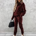 thumbnail image 2 of Yuyuzo Womens Velour Sweatsuits 2 Piece Outfits Hooded Pullover Sweatshirt Sweatpants Tracksuits Matching Set, 2 of 7