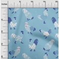 thumbnail image 2 of oneOone Silk Tabby Light Blue Fabric Rooster Cock Sewing Material Print Fabric By The Yard 42 Inch Wide, 2 of 4
