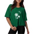 thumbnail image 1 of Blouses for Women Drop Shoulder Round Neck Oversized Crop Tops Workout Tops Tees, 1 of 1