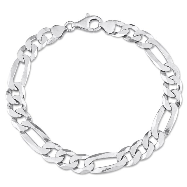 Miabella Sterling Silver Figaro Men's Bracelet