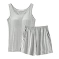 thumbnail image 1 of Lixiuxyad Women Spring And Summer Casual Solid Color Padded Tank Top Shorts Set Home Pajamas Set Gray, 1 of 4