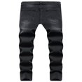 thumbnail image 2 of Jean Skinny Déchiré pour Homme, Décontracté, Coupe Ajustée, Couleur Unie, Long, 2 of 9