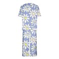 thumbnail image 4 of Offres des Fêtes Iumwxz Pyjamas Doux Tendance Ensembles Assortis Tenues de Voyage pour Femmes Imprimé Floral Col Rond Manches Courtes Taille Élastique Pantalon Court Ensembles 2 Pcs pour Femmes Rue, 4 of 4