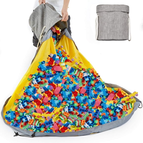 Toy Storage Basket Children With Lid, Storage Bag For Lego Organizer Bags Portable Play Mat 150cm Large Toy Bag 150cm - Faster Tidying Up (Gray)