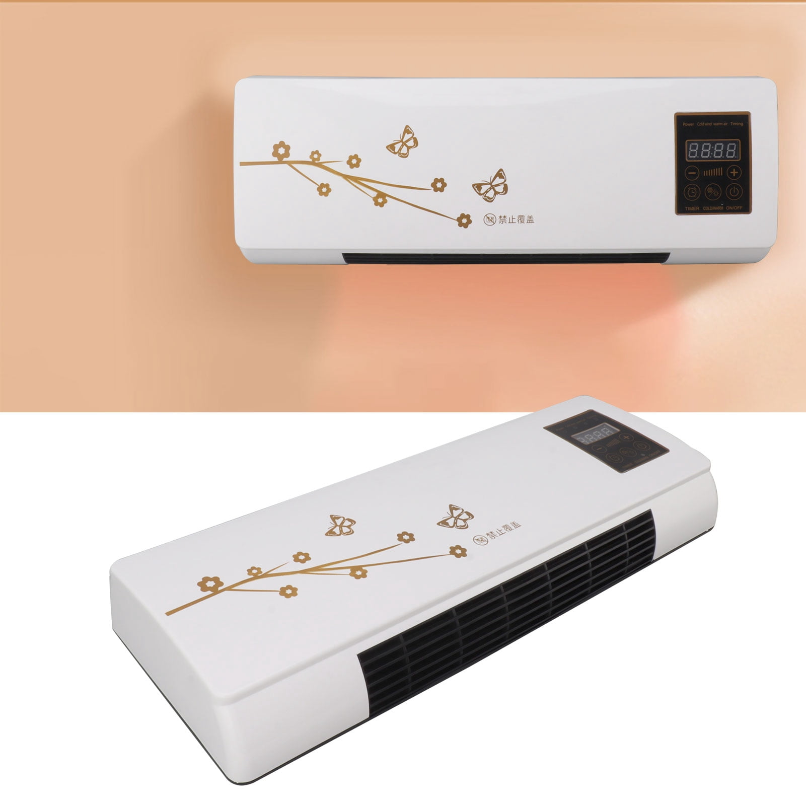 Cooling Heating Air Conditioner, US Plug 110V Wall Air Conditioner Digital Display with Remote Control for Home
