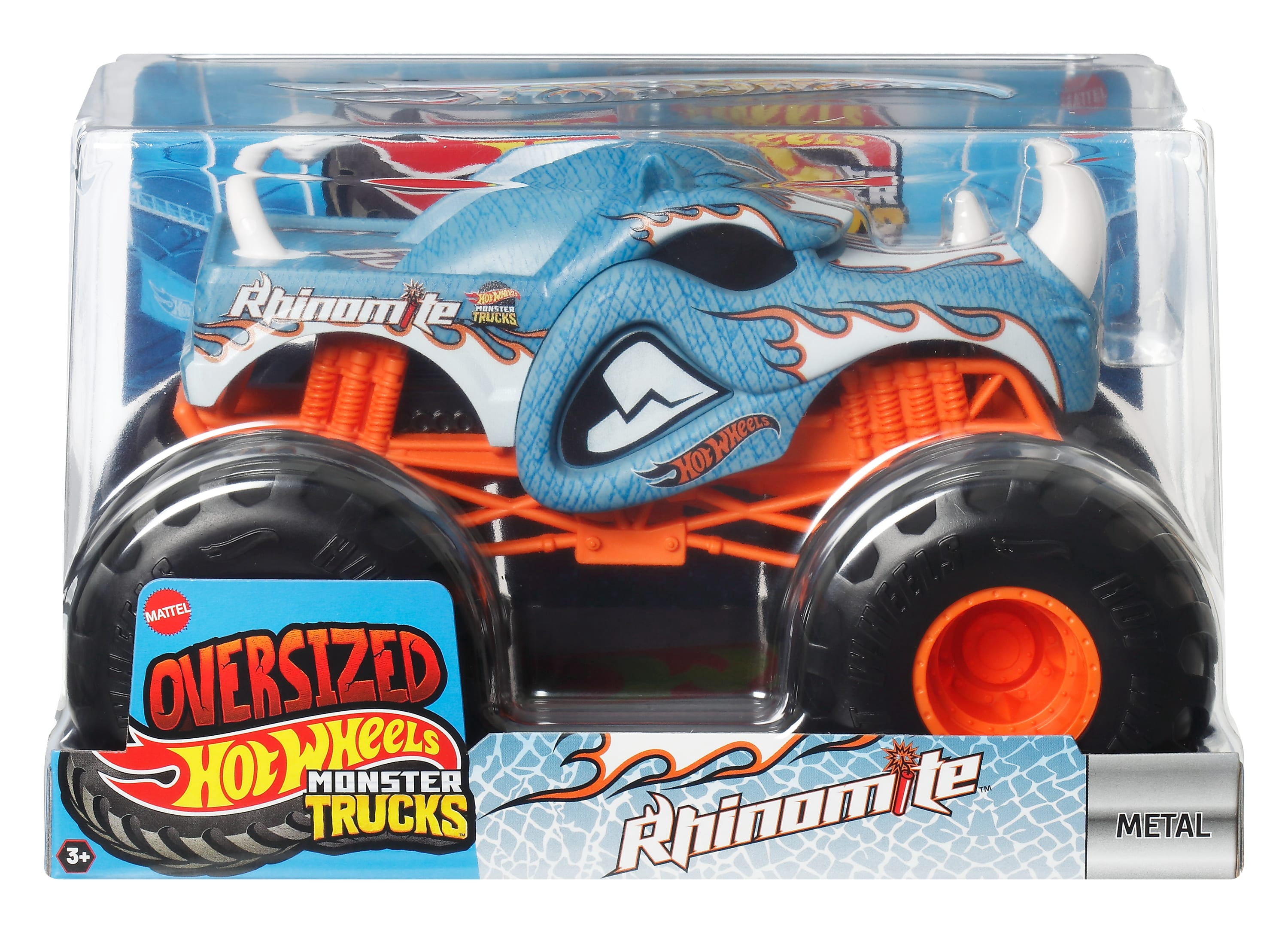 Hot Wheels Monster Trucks, Oversized Monster Truck in 1:24 Scale, Rhinomite